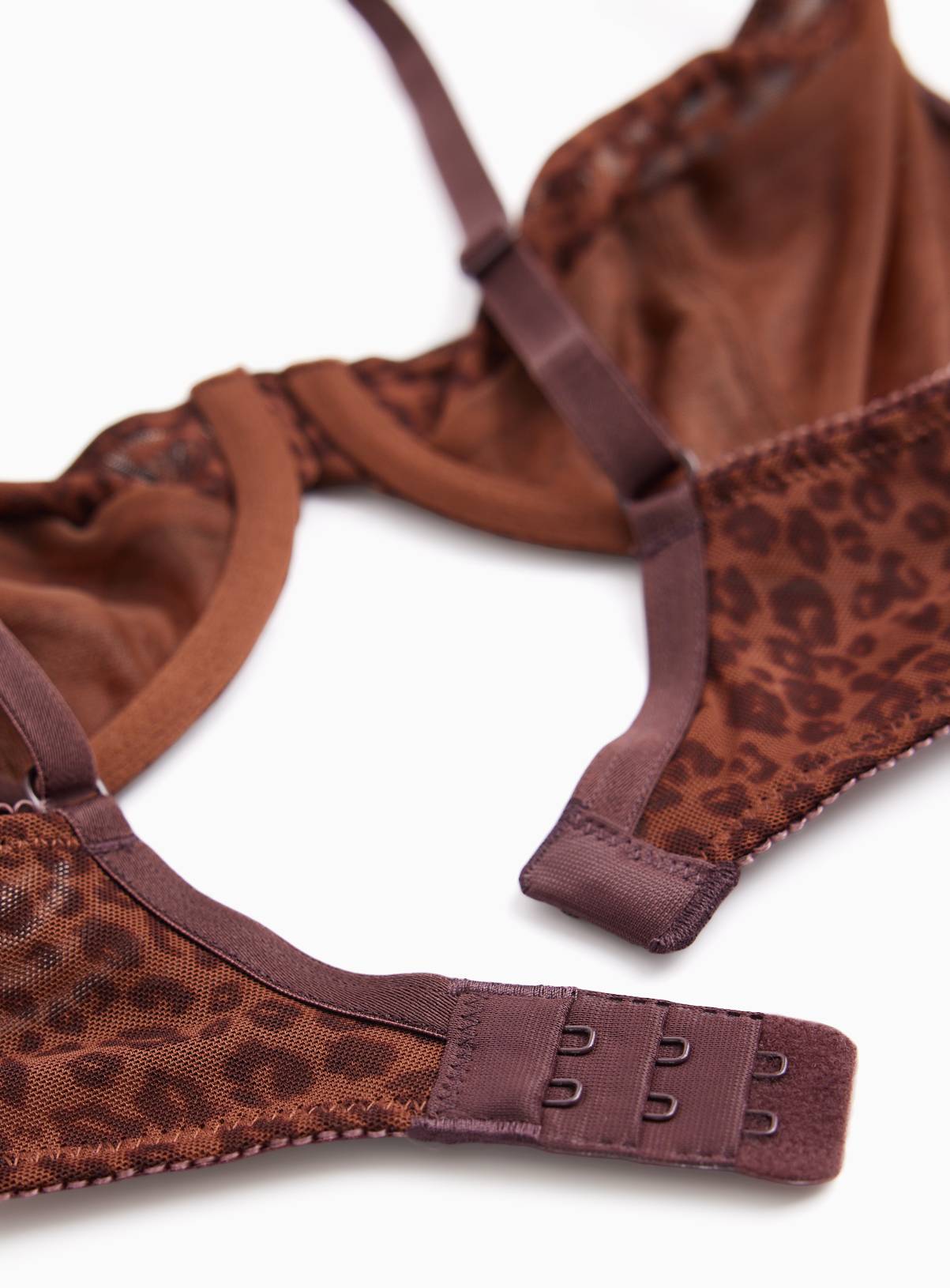 Dark Brown Leopard Mesh Plunge Bras 2 Pack  34E - Image 2